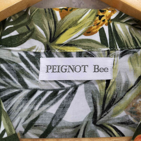 PEIGNOT BEE ボタニカル柄コットン開襟アロハシャツ メンズ