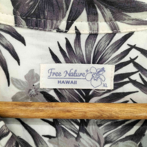 FREE NATURE ボタニカル柄レーヨン開襟アロハシャツ メンズ XL