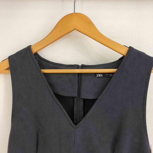 ザラ ZARA Vネック フェイクスエードワンピース レディース import:S