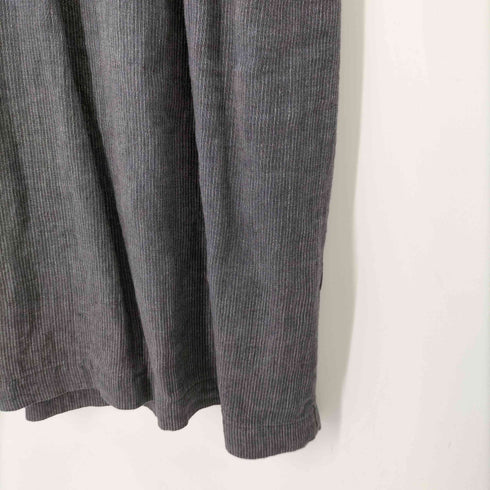 style+confort ストライプ ハーフボタン ノーカラーロングシャツワンピース レディース