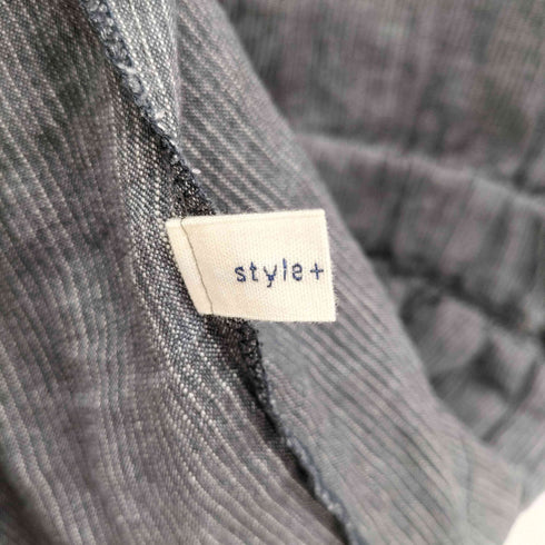 style+confort ストライプ ハーフボタン ノーカラーロングシャツワンピース レディース