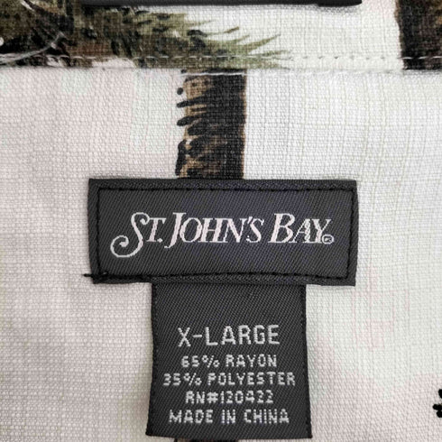 セントジョンズベイ STJOHNS BAY ISLAND STYLE ツリー柄 レーヨンポリ オープンカラーシャツ アロハシャツ メンズ import:XL