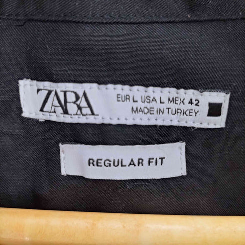 ザラ ZARA REGULAR FIT S/S オープンカラーシャツ メンズ import:L