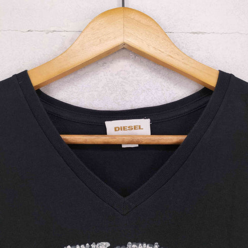 ディーゼル DIESEL ロゴプリントVネックTシャツ Y2K メンズ JPN:S