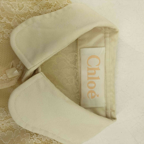 クロエ Chloe 丸襟 花柄 レース 切替 ノースリーブ ワンピース レディース
