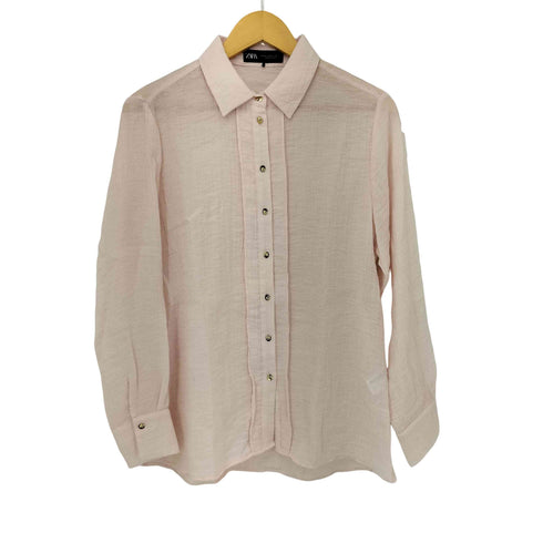 ザラ ZARA リンクルエフェクト シャツ レディース import:M