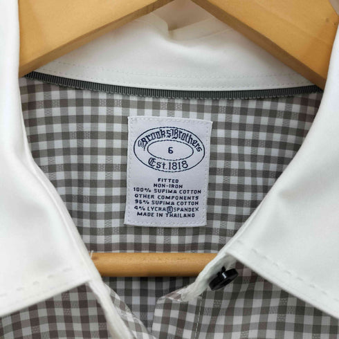 ブルックスブラザーズ BROOKS BROTHERS FITTED NON IRON チェック クレリック L/S シャツ レディース 6