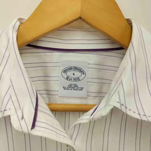 ブルックスブラザーズ BROOKS BROTHERS FITTED NON IRON 丸襟 ストライプ L/S ドレス シャツ レディース 6