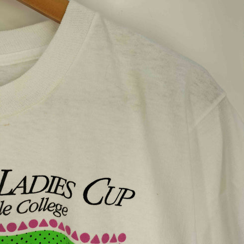フルーツオブザルーム FRUIT OF THE LOOM 90s USA製 袖シングルステッチ WESTCHESTER LADIES CUP テニス クルーネック Tシャツ レディース import:L