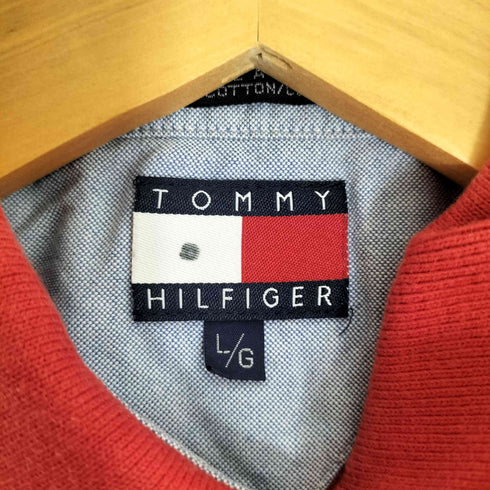 トミーヒルフィガー TOMMY HILFIGER ロゴ刺繍 鹿の子 ポロシャツ レディース import:L