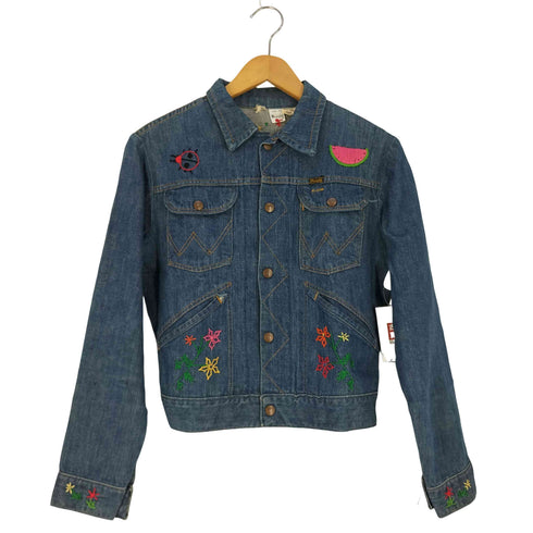 ラングラー Wrangler 70-80s USA製 刺繍 スナップボタン デニムジャケット レディース import:M