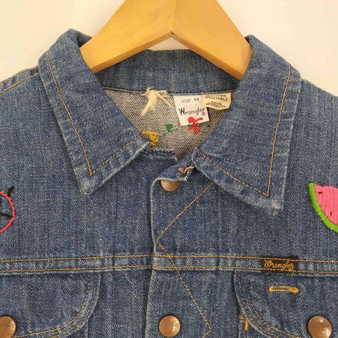 ラングラー Wrangler 70-80s USA製 刺繍 スナップボタン デニムジャケット レディース import:M