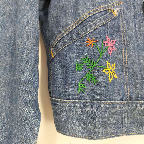 ラングラー Wrangler 70-80s USA製 刺繍 スナップボタン デニムジャケット レディース import:M