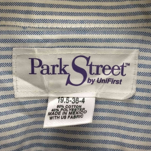 ParkStreet 70-80s 企業ロゴ刺繍 L/Sストライプシャツ メンズ 19.5-36-4