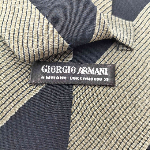 ジョルジオアルマーニ Giorgio Armani 90s イタリア製 黒タグ ストライプ トラッド シルク ネクタイ メンズ