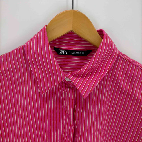 ザラ ZARA ストライプ フルイドシャツ レディース import:M