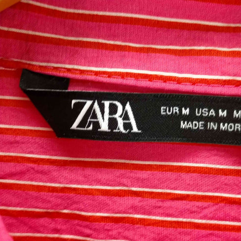 ザラ ZARA ストライプ フルイドシャツ レディース import:M