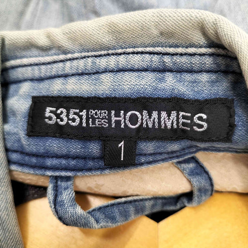 ゴーサンゴーイチプールオム 5351 POUR LES HOMMES ダメージ加工 L/S デニムウエスタンシャツ メンズ JPN:1