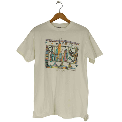 ジャージーズ JERZEES 90s USA製 Chicago プリント クルーネック Tシャツ メンズ import:M
