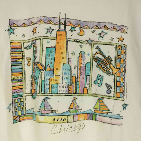 ジャージーズ JERZEES 90s USA製 Chicago プリント クルーネック Tシャツ メンズ import:M
