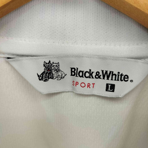 ブラックアンドホワイト BLACK&WHITE ラインデザイン 半袖ポロシャツ メンズ L