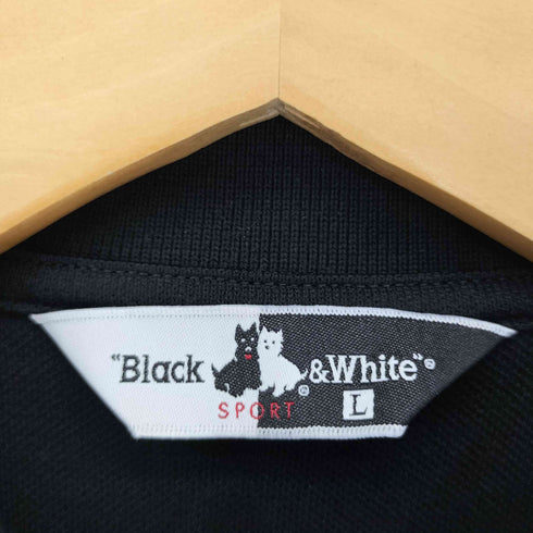 ブラックアンドホワイト BLACK&WHITE ロゴ刺繍 鹿の子ポロシャツ メンズ L