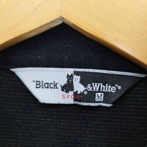 ブラックアンドホワイト BLACK&WHITE ロゴ刺繍 ハーフジップニット メンズ M