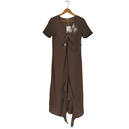 ザラ ZARA ストライプ シャーリング Vネック ワンピース ドレス レディース import:S