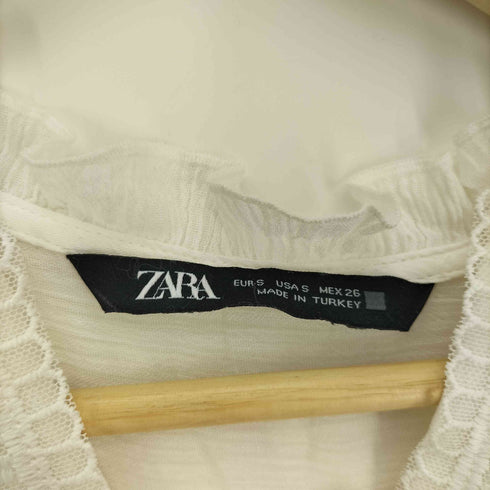 ザラ ZARA 総柄 レース オープン ブラウス レディース import:S