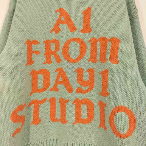 A1 FROM DAY1 STUDIO アクリル ウール ナイロン ミックスファブリック ロゴ ローゲージ ニット セーター メンズ