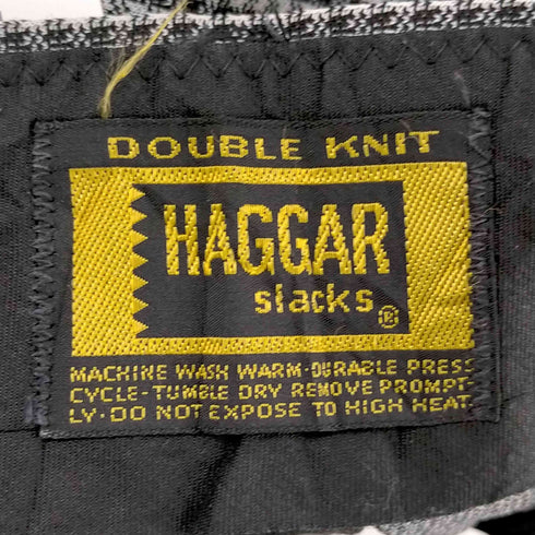 ハガークロージング HAGGAR TALONジップ セミフレアチェックスラックスパンツ メンズ