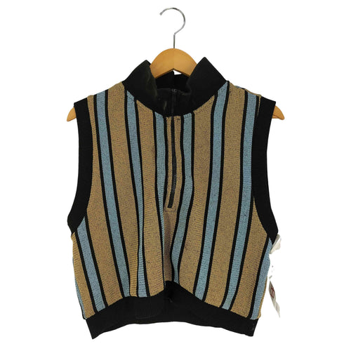 ザラ ZARA ストライプ ハーフジップ ニットベスト レディース import:M