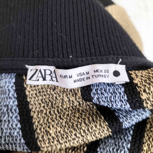 ザラ ZARA ストライプ ハーフジップ ニットベスト レディース import:M