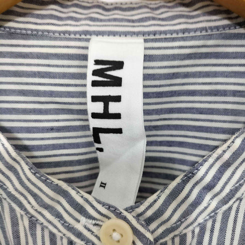 エムエイチエル MHL. リネン混 バンドカラー ストライプ L/S シャツ レディース 2