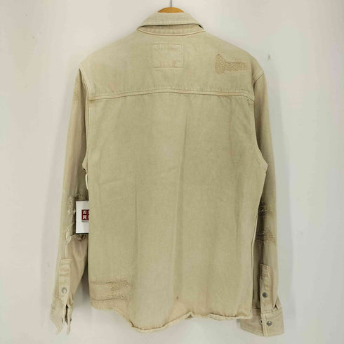ザラ ZARA RELAXED FIT Ripped denim overshirt メンズ import:L