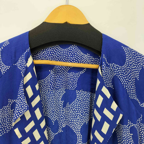 MADE IN USA PURE SILK 総柄 ノーカラー カーディガン レディース