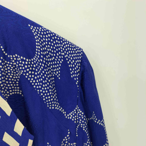 MADE IN USA PURE SILK 総柄 ノーカラー カーディガン レディース