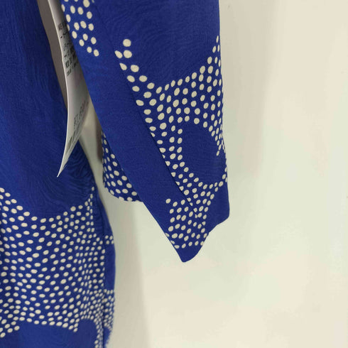 MADE IN USA PURE SILK 総柄 ノーカラー カーディガン レディース