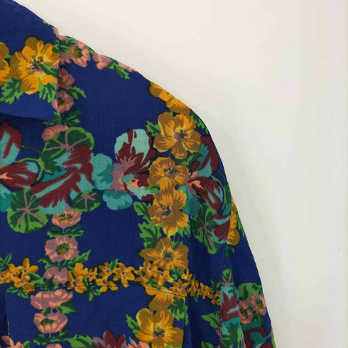 ケンゾー KENZO 80S~90S 花柄 ウールオープンカラーシャツ レディース import:M