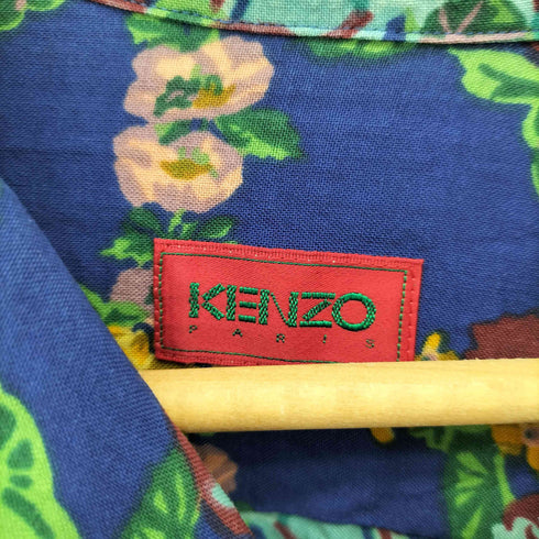 ケンゾー KENZO 80S~90S 花柄 ウールオープンカラーシャツ レディース import:M