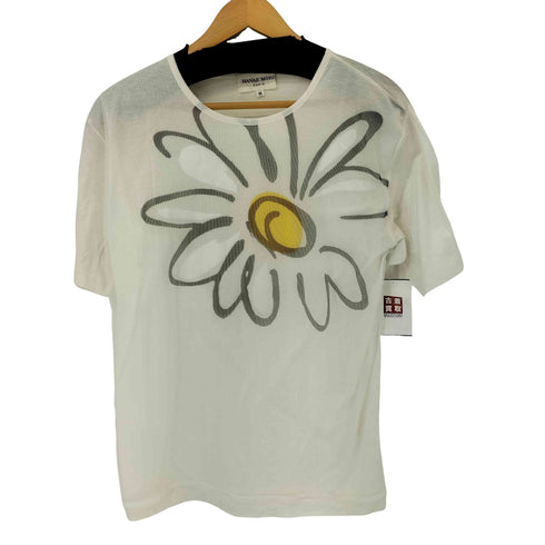 ハナエモリ HANAE MORI メッシュ切替 フラワープリント Tシャツ レディース JPN:M