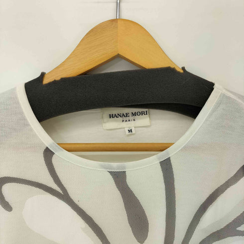ハナエモリ HANAE MORI メッシュ切替 フラワープリント Tシャツ レディース JPN:M
