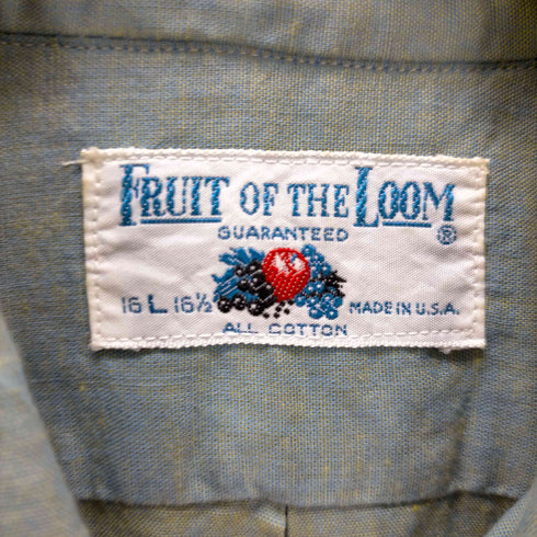 フルーツオブザルーム FRUIT OF THE LOOM 60-70s MADE IN USA ワンポケット ボタンダウンS/Sシャツ メンズ import:L
