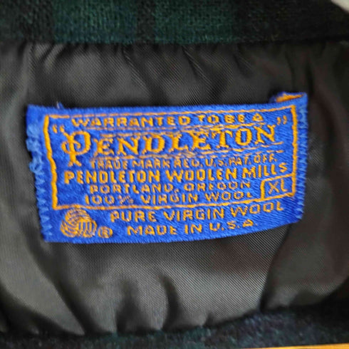 ペンドルトン PENDLETON 70S MADE IN USA ブラックウォッチ L/S オープンカラーシャツ メンズ import:XL