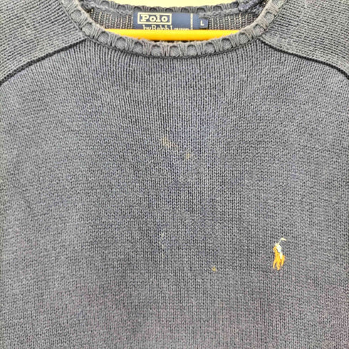 ポロバイラルフローレン Polo by RALPH LAUREN 90S ポニー刺繍 コットン ラグラン クルーネック ニット メンズ import:L