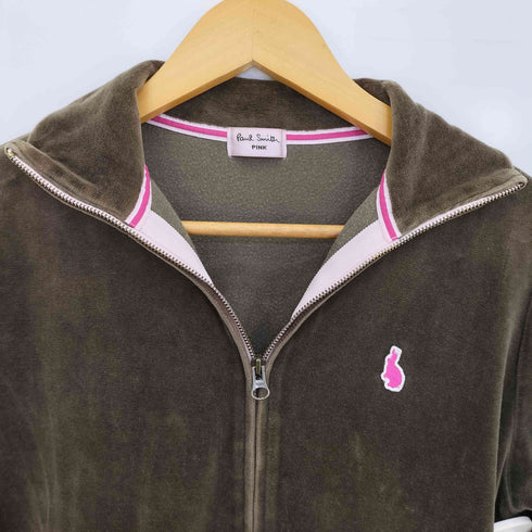 ポールスミス Paul Smith PINK ワンポイント ベロア トラックジャケット ジャージ レディース import:XL