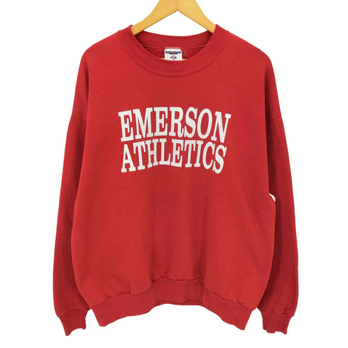 90-00S メキシコ製 JERZEES ボディ EMERSON ATHLETICS プリント クルーネック スウェット メンズ import:XL
