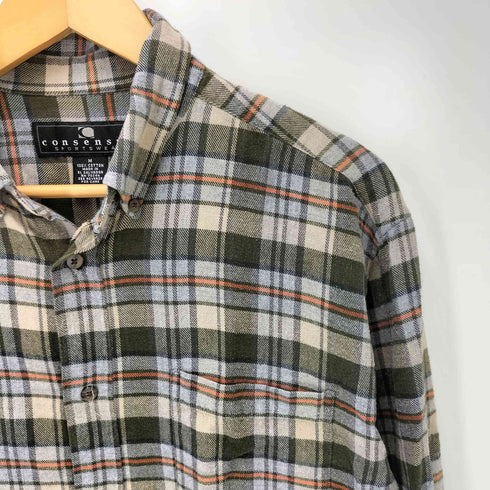 コンセンサス consensus 90-00S チェック ボタンダウン L/S フランネル シャツ メンズ import:M