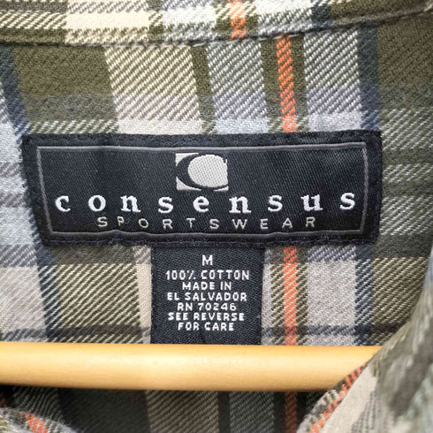 コンセンサス consensus 90-00S チェック ボタンダウン L/S フランネル シャツ メンズ import:M