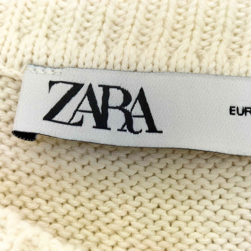 ザラ ZARA 花柄刺繍 スパンコール 半袖 ニット レディース import:L